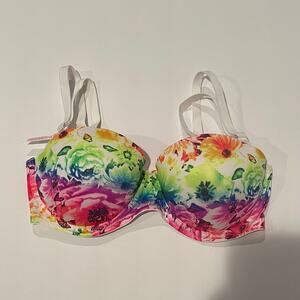 Victoria’s Secret PINK Bra Womens 32C Wear Everywhere Multi-way Push Up Floral